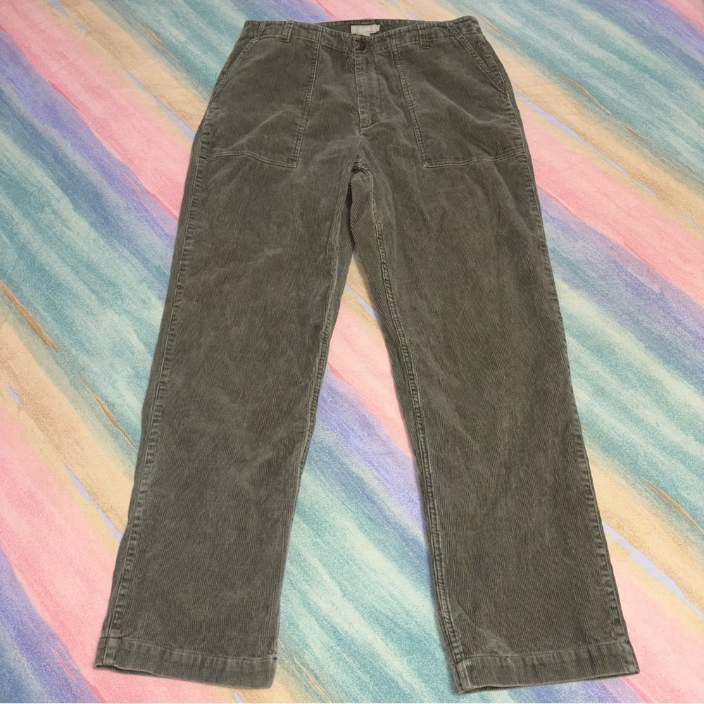 J Crew Corduroy Pants Women’s size 14 Green Straight‎ Y2K